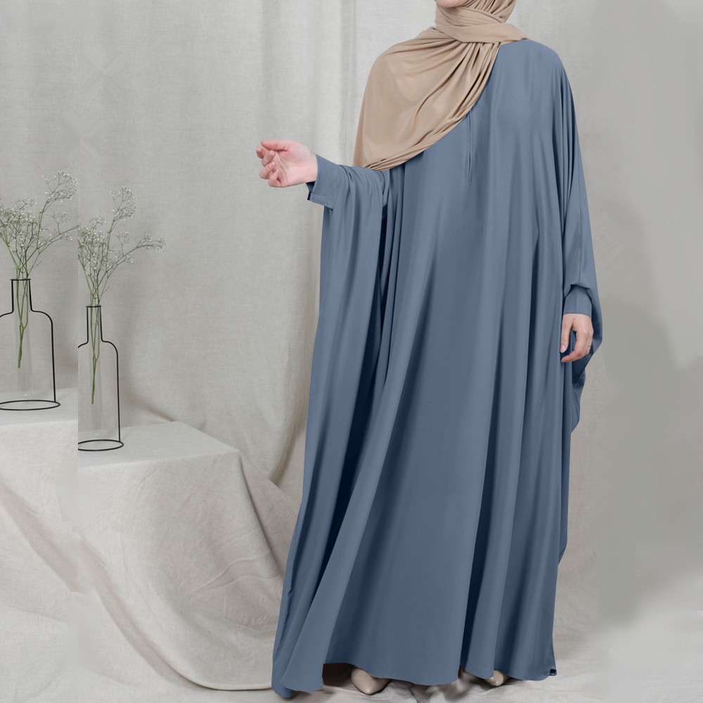 MS376#Vestido de murciélago para mujer con bata suelta con cremallera