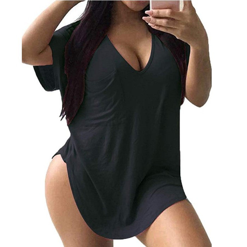 FS308#Camiseta informal de cuello redondo para mujer, talla grande, camisetas de verano