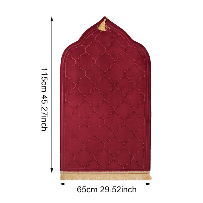 PM010 Alfombra de oración musulmana, alfombra islámica, alfombra musulmana de esponja espesante para niños, hombres y mujeres con cuentas de oración islámicas para viajes de Eid, Ramadán, lujo suave, ideal para las rodillas y la frente