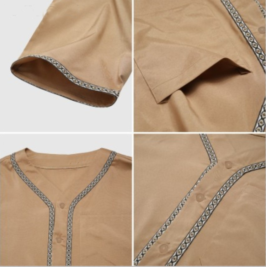 MS323#Batas sueltas con botones para hombres musulmanes
