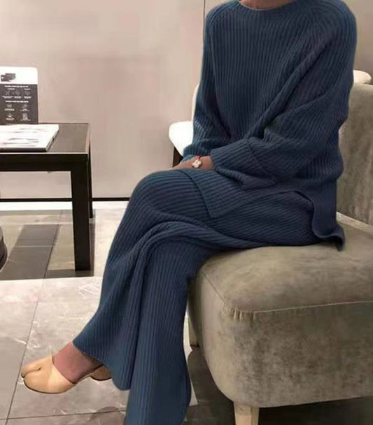MS212#Conjunto casual de dos piezas de suéter de punto musulmán