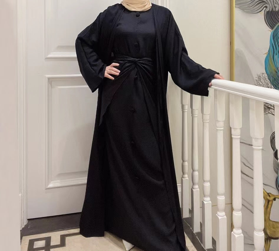 MS294#Traje de color liso para mujer de moda musulmana