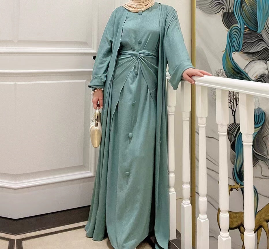 MS294#Traje de color liso para mujer de moda musulmana