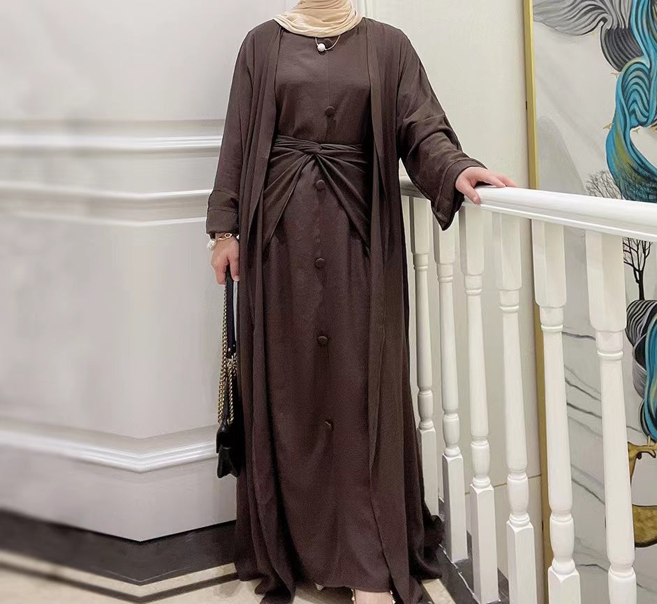 MS294#Traje de color liso para mujer de moda musulmana