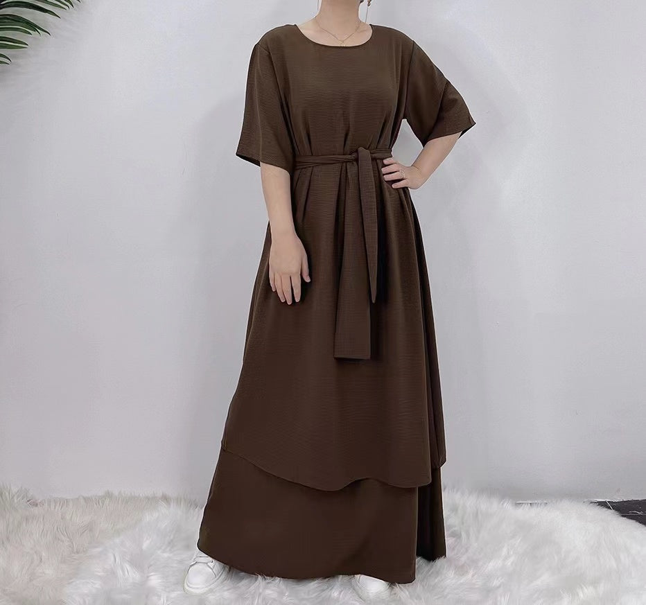 MS295#Traje de color liso para mujer de moda musulmana