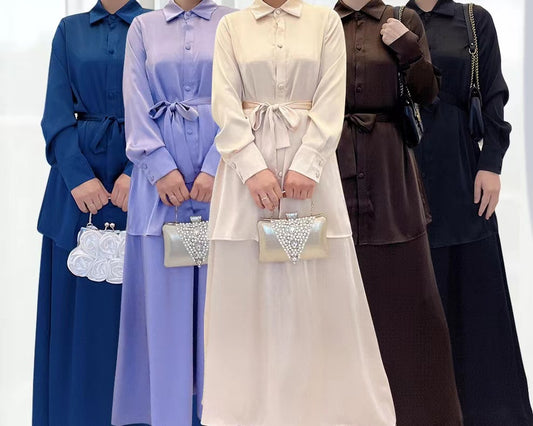 MS297#Traje de color liso para mujer de moda musulmana