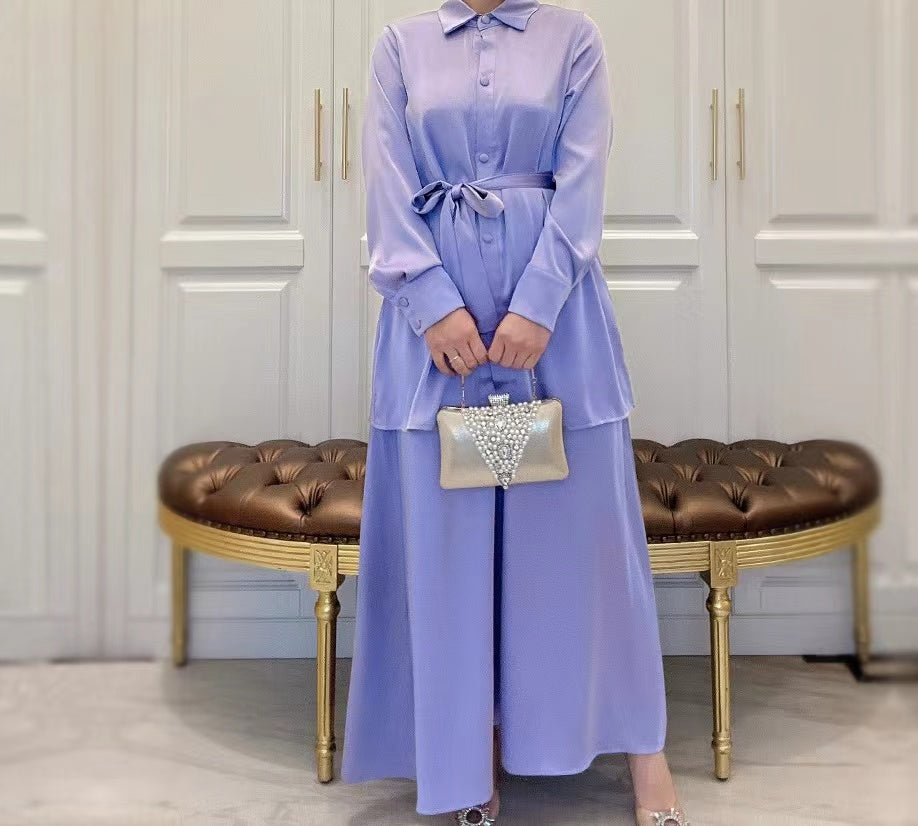 MS297#Traje de color liso para mujer de moda musulmana
