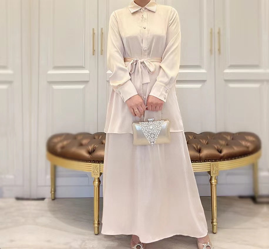 MS297#Traje de color liso para mujer de moda musulmana