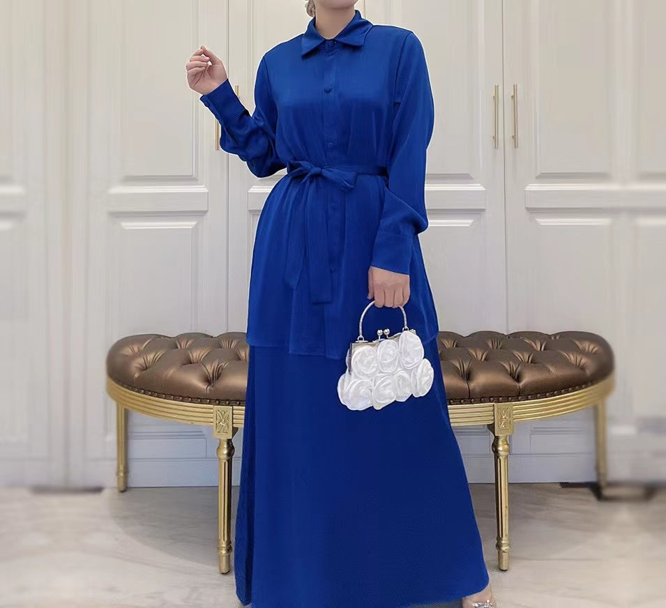 MS297#Traje de color liso para mujer de moda musulmana