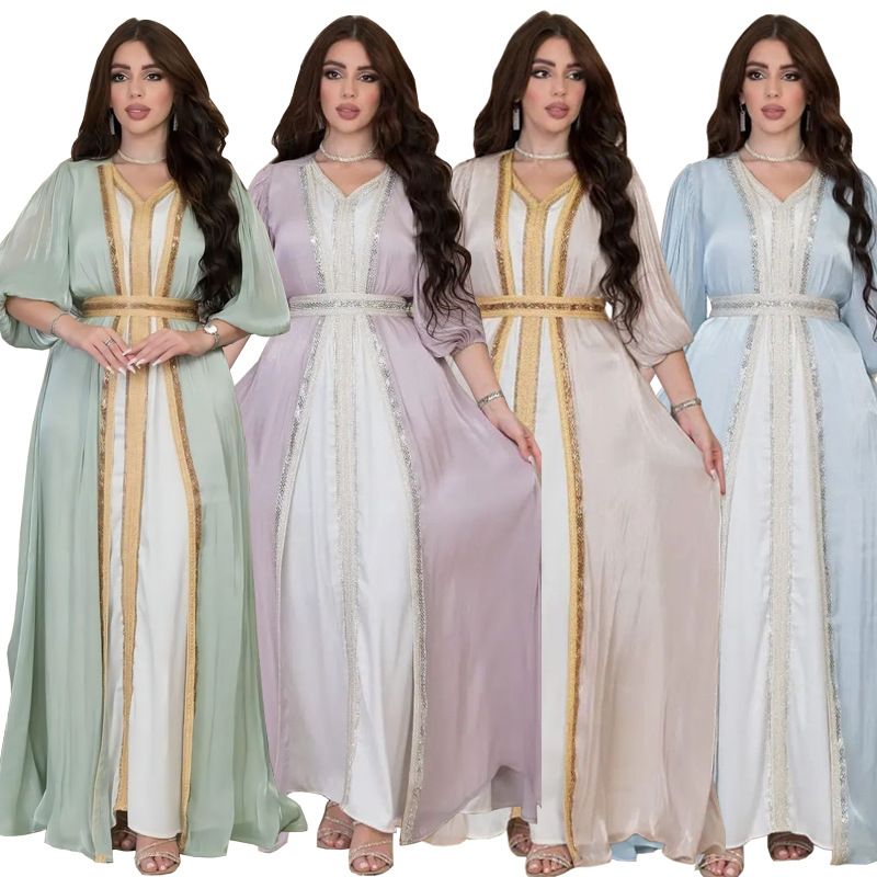 MS310#YNeedM Vestido abaya de tres piezas para mujeres musulmanas, túnica árabe de Oriente Medio para oración islámica