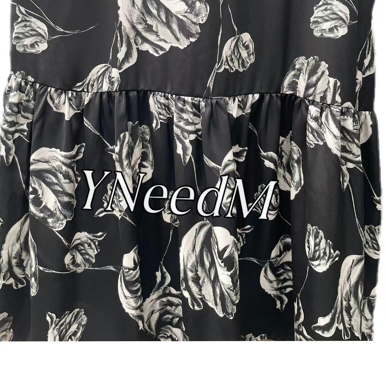 MS309#Vestido largo holgado de mujer con fragmentos florales