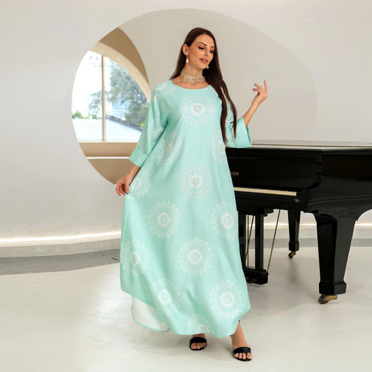 MS301#Vestido estampado para mujer musulmana