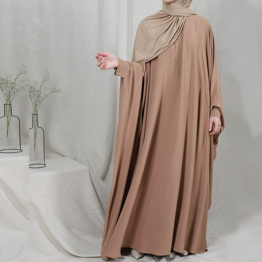 MS376#Vestido de murciélago para mujer con bata suelta con cremallera