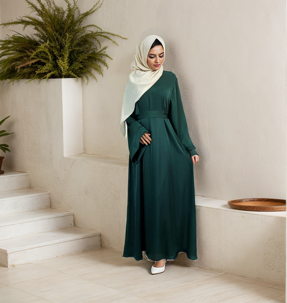 MS024#Abaya de satén brillante de moda modesta (sin bolsillos) (satén)