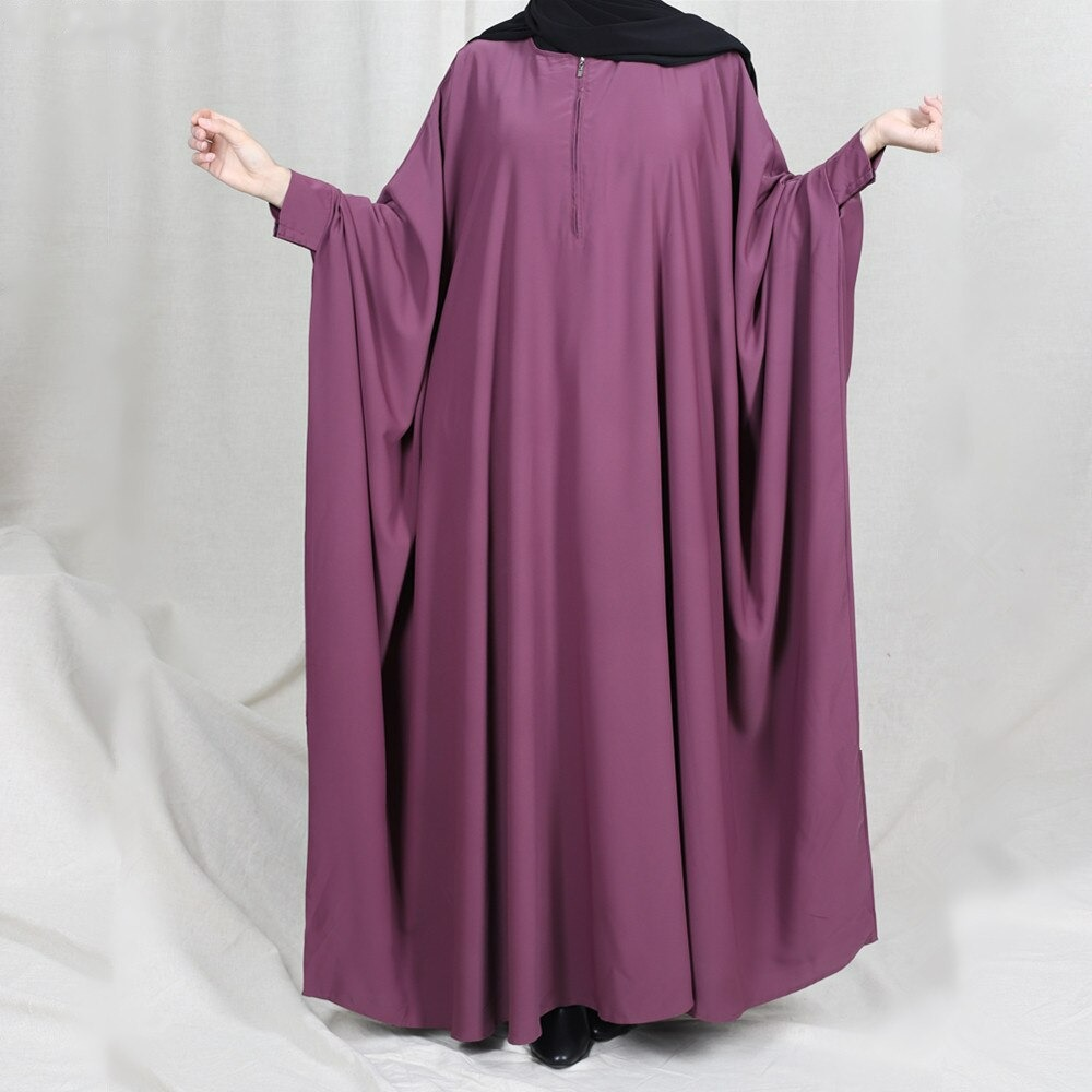 MS376#Vestido de murciélago para mujer con bata suelta con cremallera