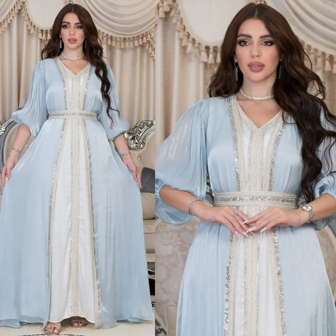 MS310#YNeedM Vestido abaya de tres piezas para mujeres musulmanas, túnica árabe de Oriente Medio para oración islámica