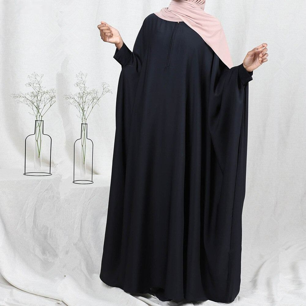 MS376#Vestido de murciélago para mujer con bata suelta con cremallera