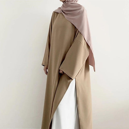 MS466#Vestido de color liso suelto