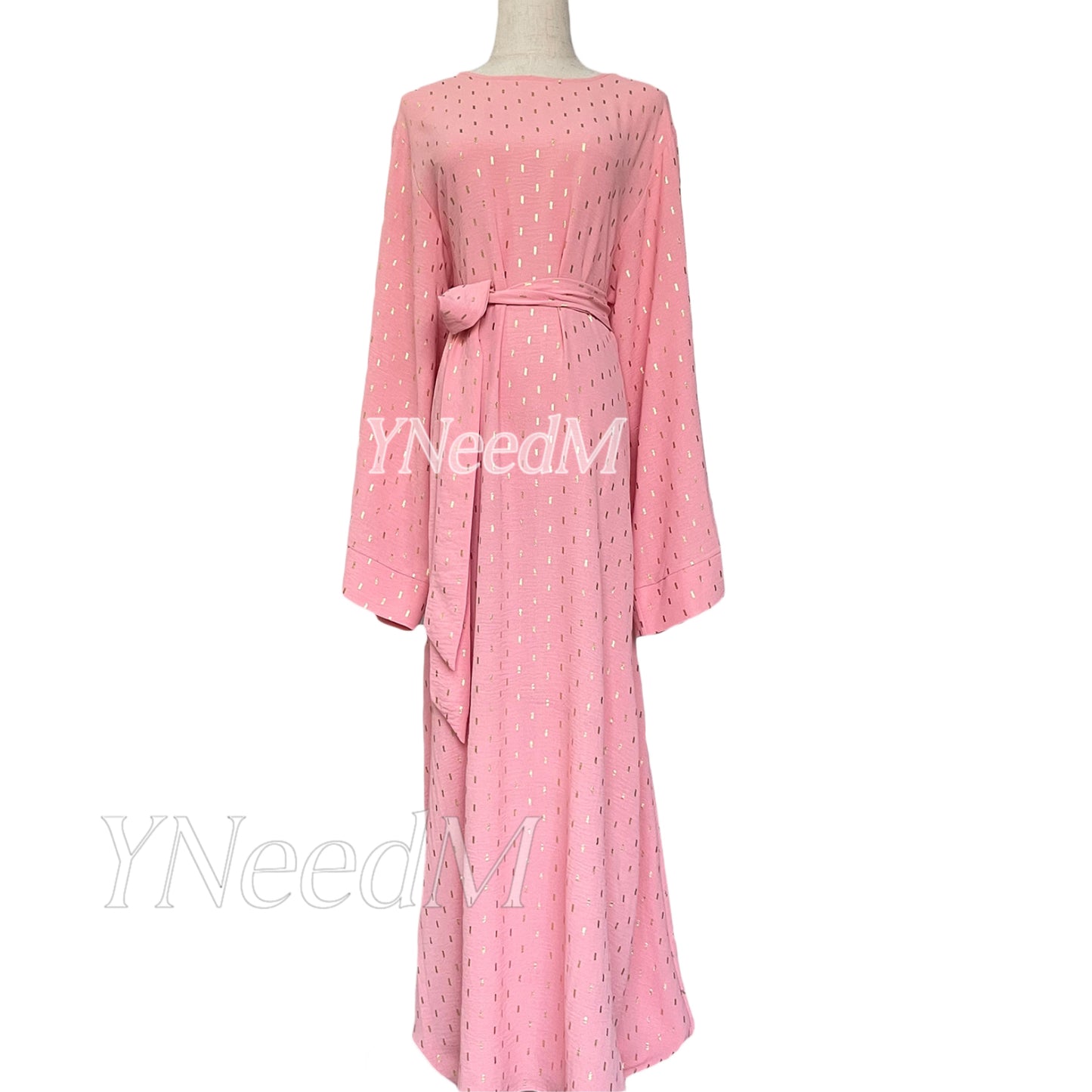 MS321# Abaya musulmana de color bronce con mangas anchas