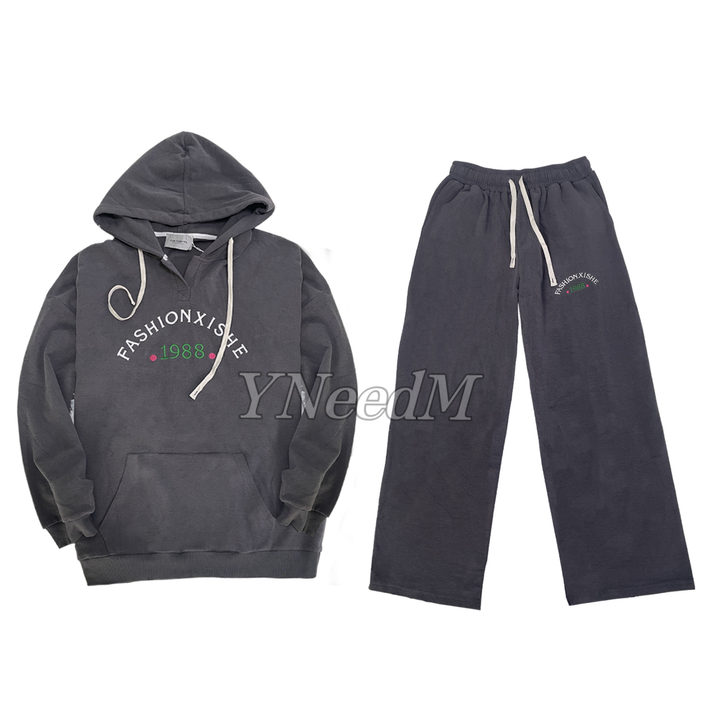 HD001#Conjunto de sudadera con capucha bordada con letras sueltas de moda