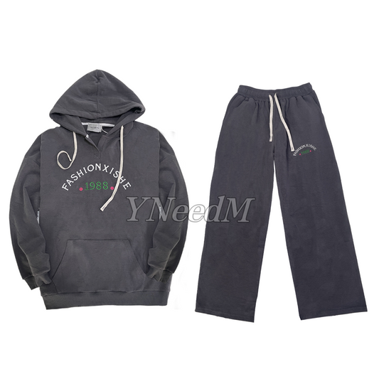 HD001#Conjunto de sudadera con capucha bordada con letras sueltas de moda