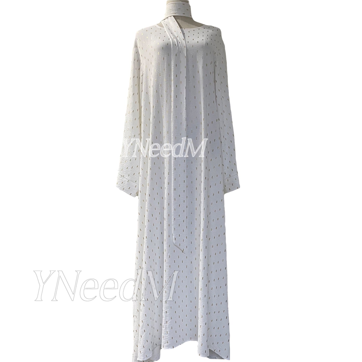 MS321# Abaya musulmana de color bronce con mangas anchas