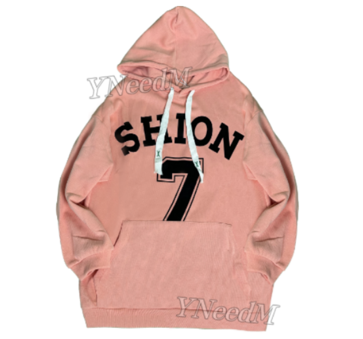 HD002#Suéter holgado informal con capucha y letras bordadas con bolsillo