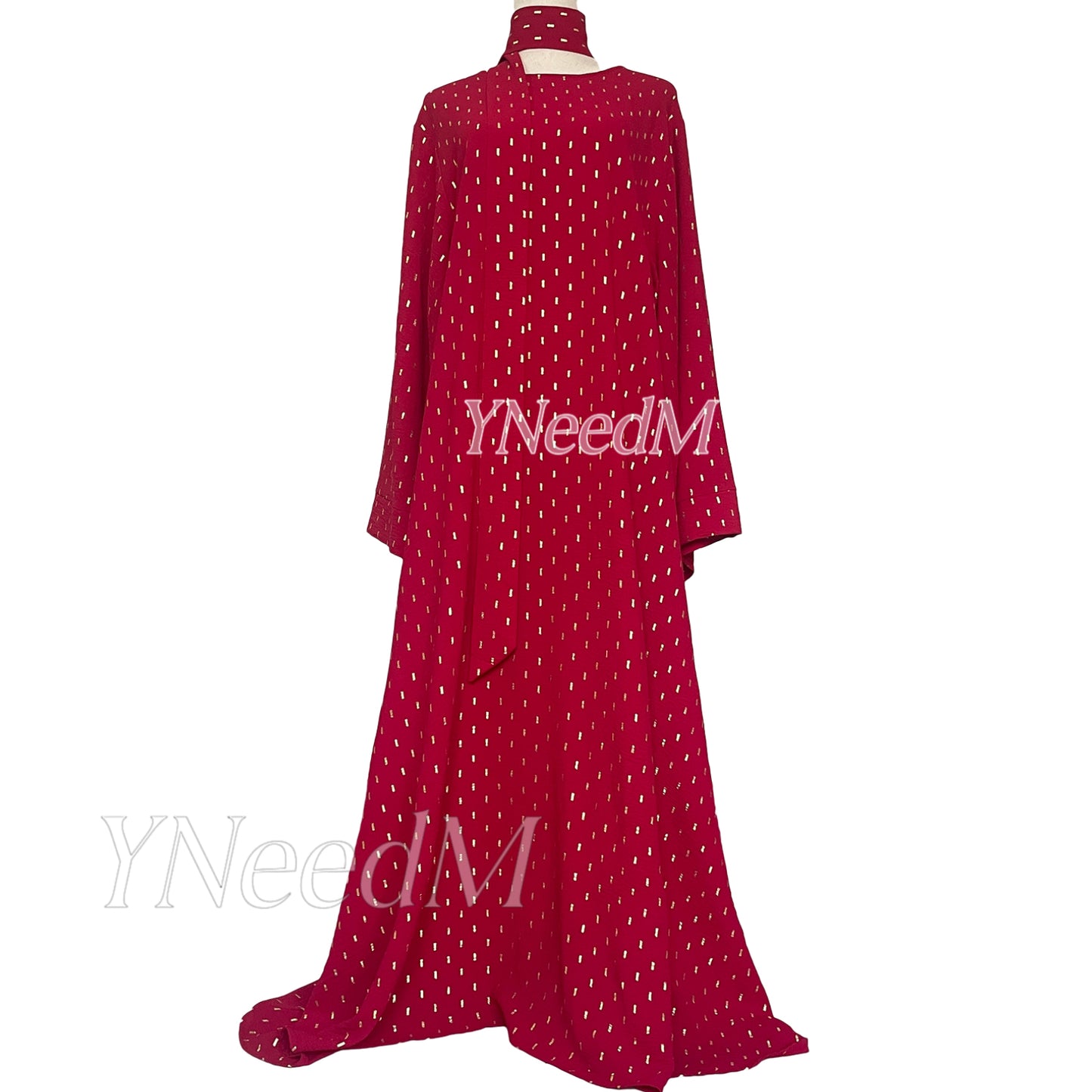 MS321# Abaya musulmana de color bronce con mangas anchas