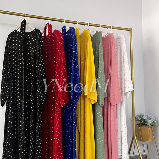 MS321# Abaya musulmana de color bronce con mangas anchas