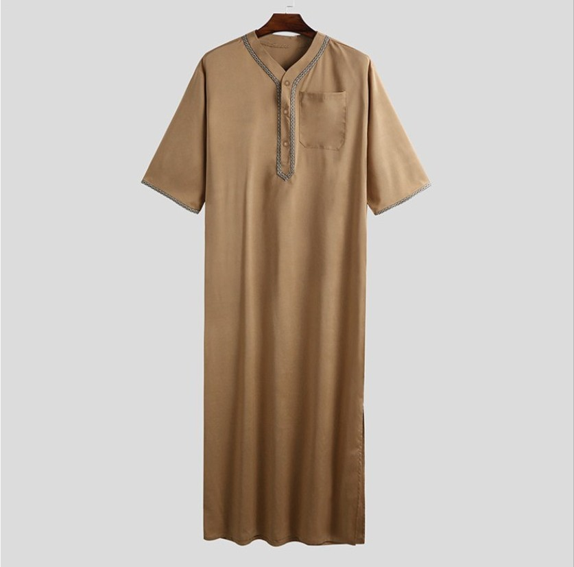 MS323#Batas sueltas con botones para hombres musulmanes