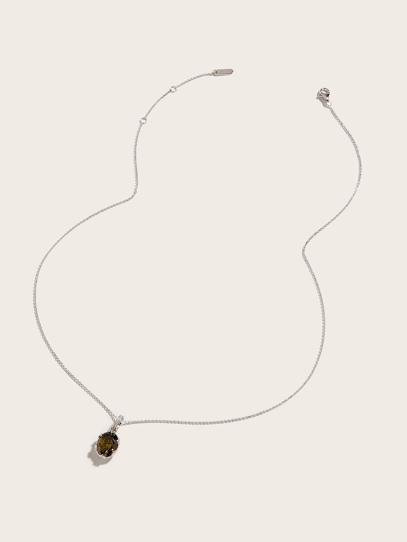 YNM023#Colgante sencillo de circonita verde oliva en plata 925