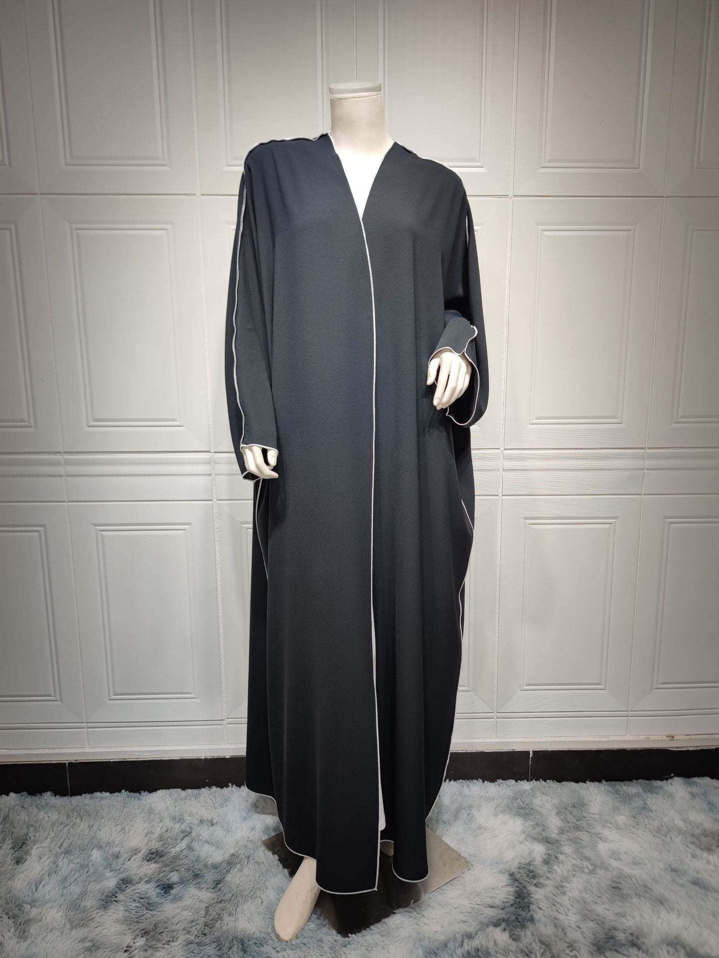MS326#Moderately loose women's white patchwork abaya robe (NO inner dress)