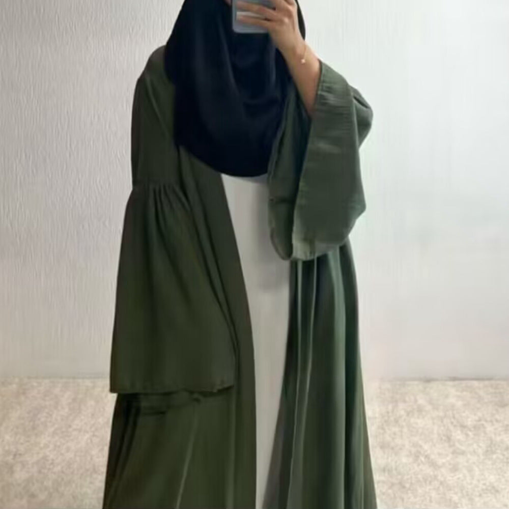 Bata tipo cárdigan de color liso y suelta para damas de Dubái, Oriente Medio