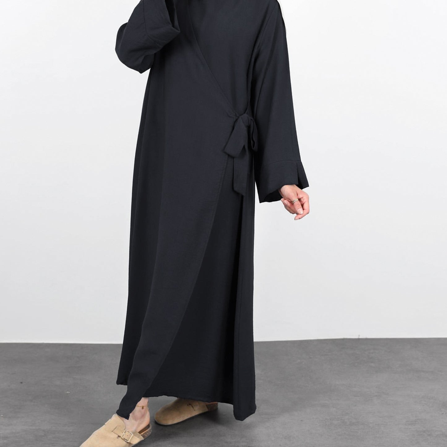 MS580#Dubai Vestido largo de encaje de color liso de Europa del Oriente Medio y América