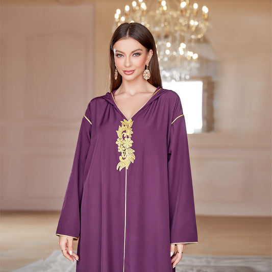 MS514#Vestido abaya musulmán con capucha para mujer de Oriente Medio en stock