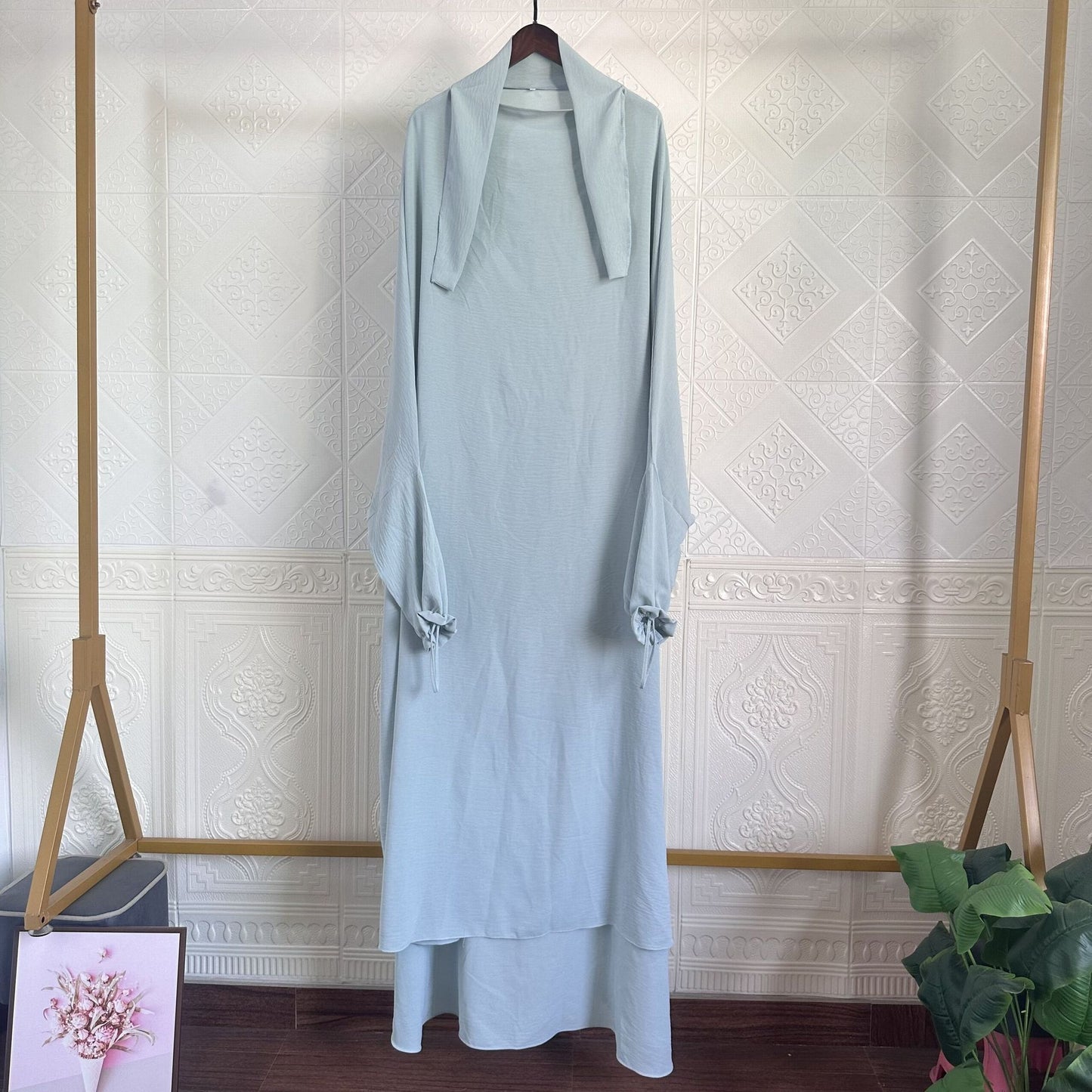 MS497#Women's solid color one-piece robe dress with pockets