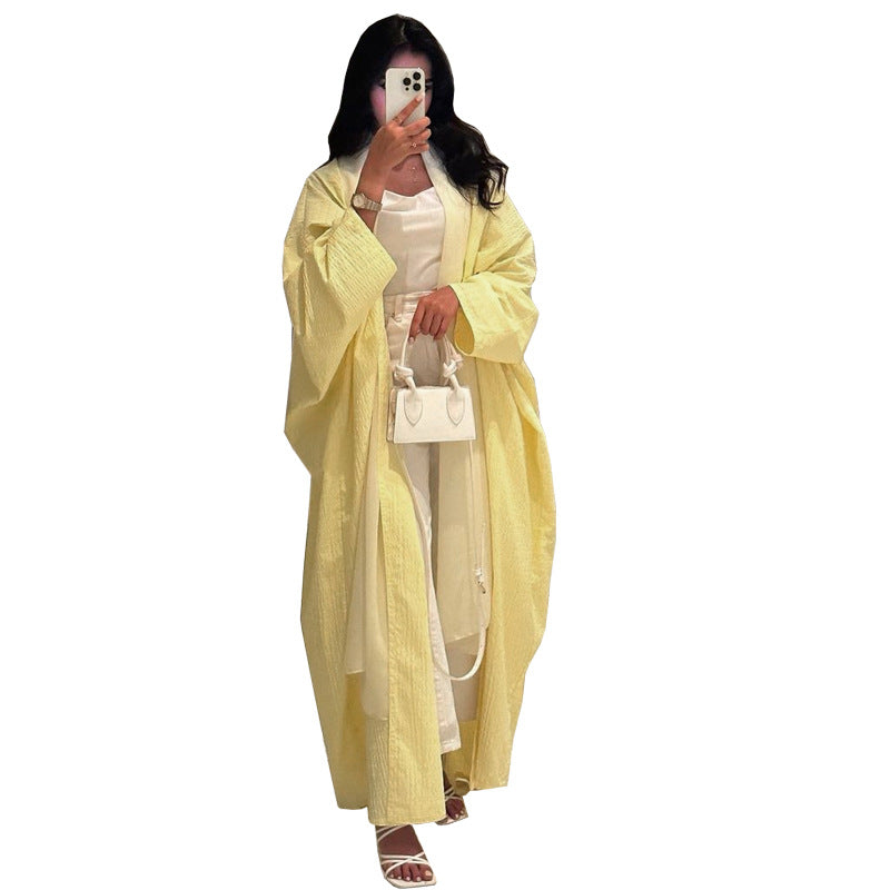 Cárdigan Abaya de manga murciélago de color liso MS572# de estilo europeo musulmán de Oriente Medio de Dubái