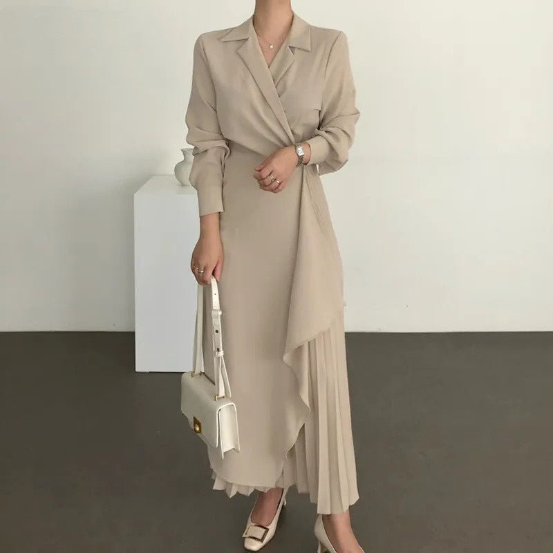 MS407#Vestido elegante de mujer con falda halter de color liso y largo hasta la cintura