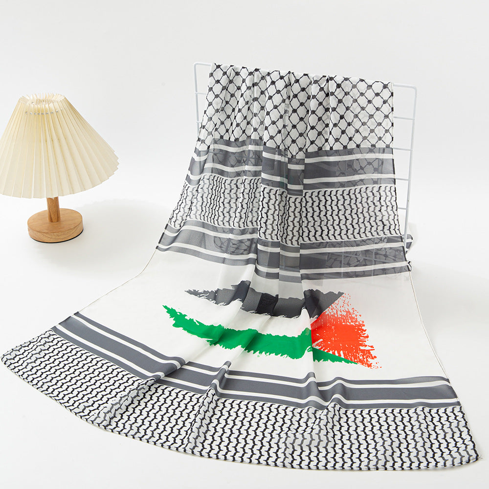 TJ600#Pañuelo para la cabeza con estampado de gasa