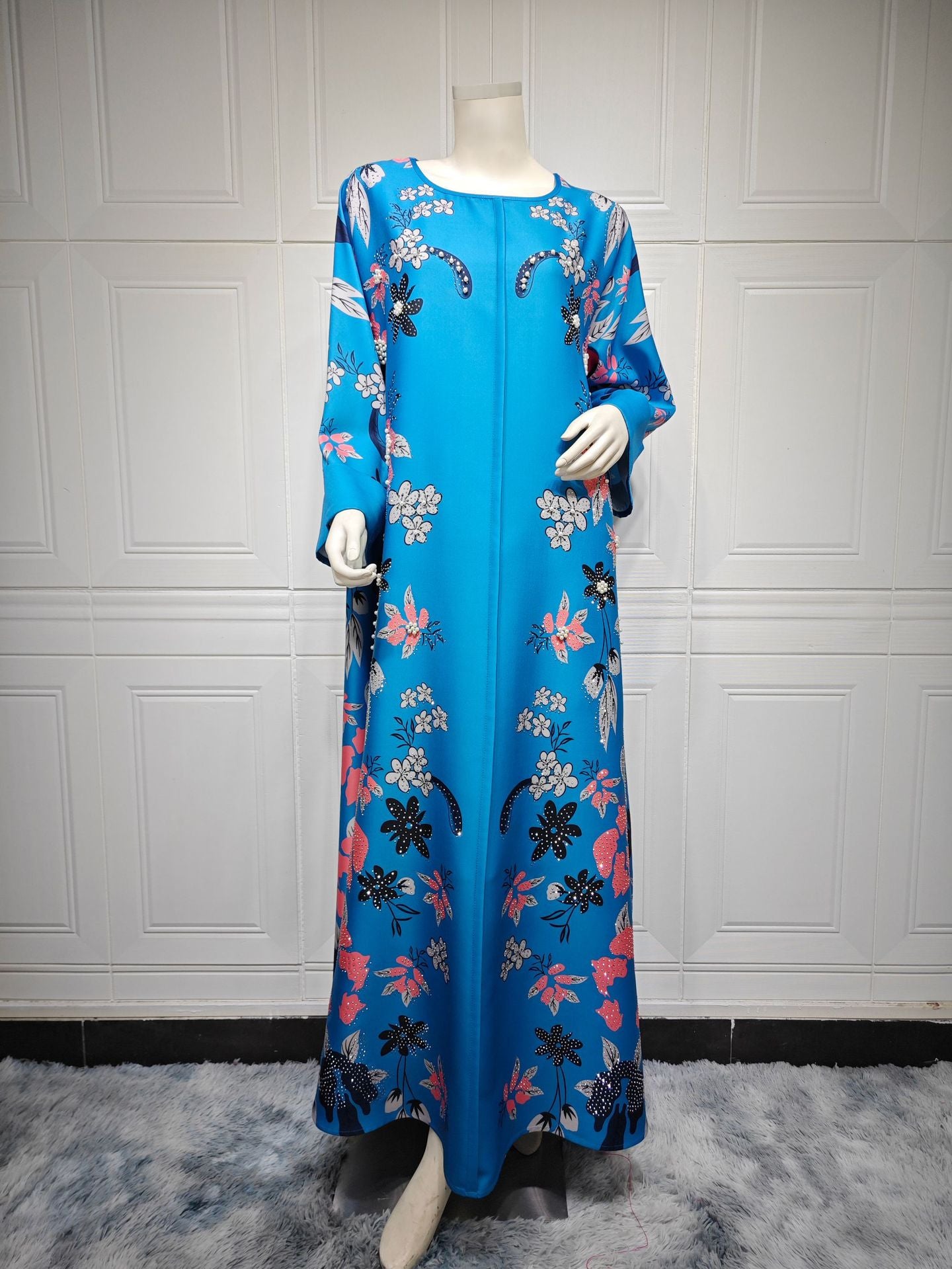MS570#Fashion Arabian Dubai Burning Flower Hot Diamond Dress Middle East Hot Sale Women's Robe2024
