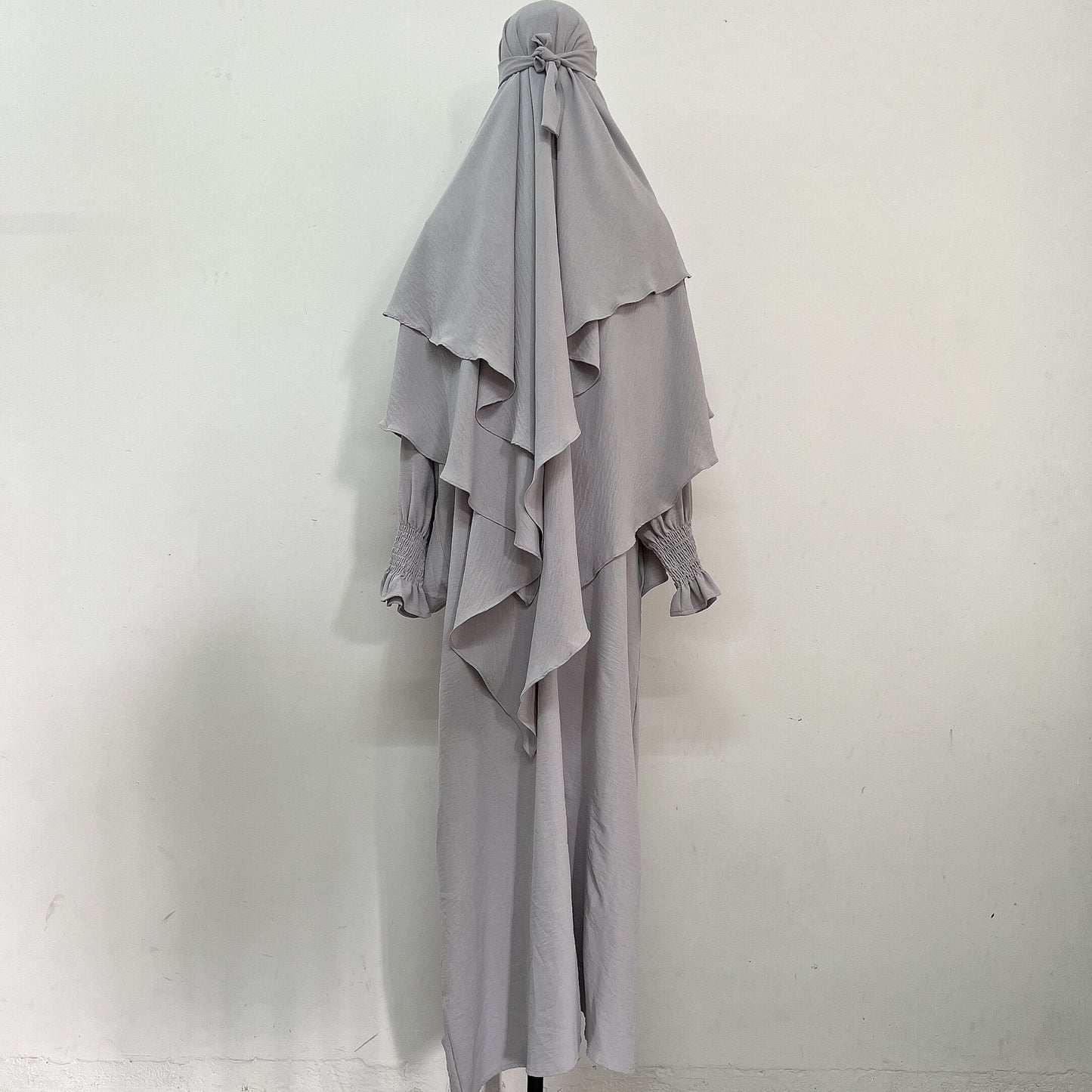 TJ596#Traje de dos piezas + chal de doble capa