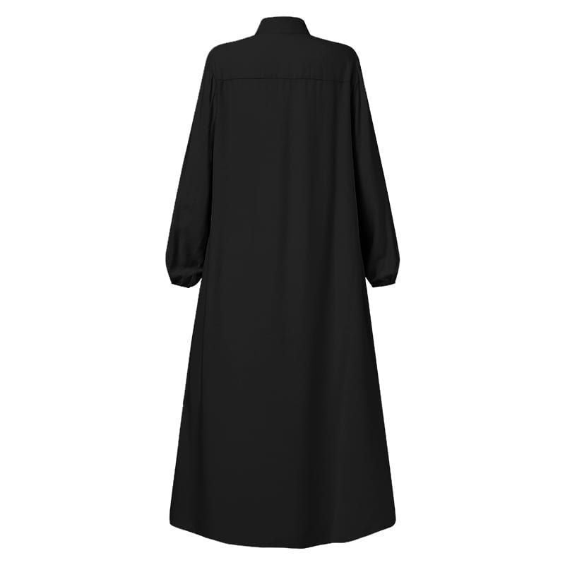 MS597#Vestido holgado de color liso con temperamento tipo cárdigan con cremallera