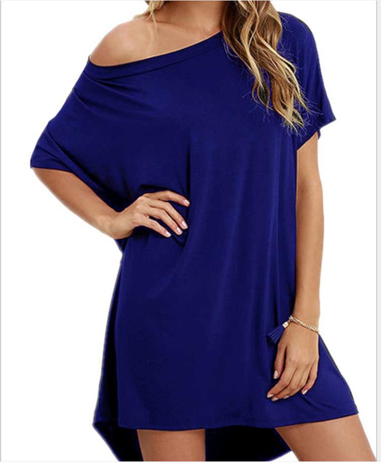 FS304#El elegante y moderno vestido irregular con cuello redondo y hombros descubiertos