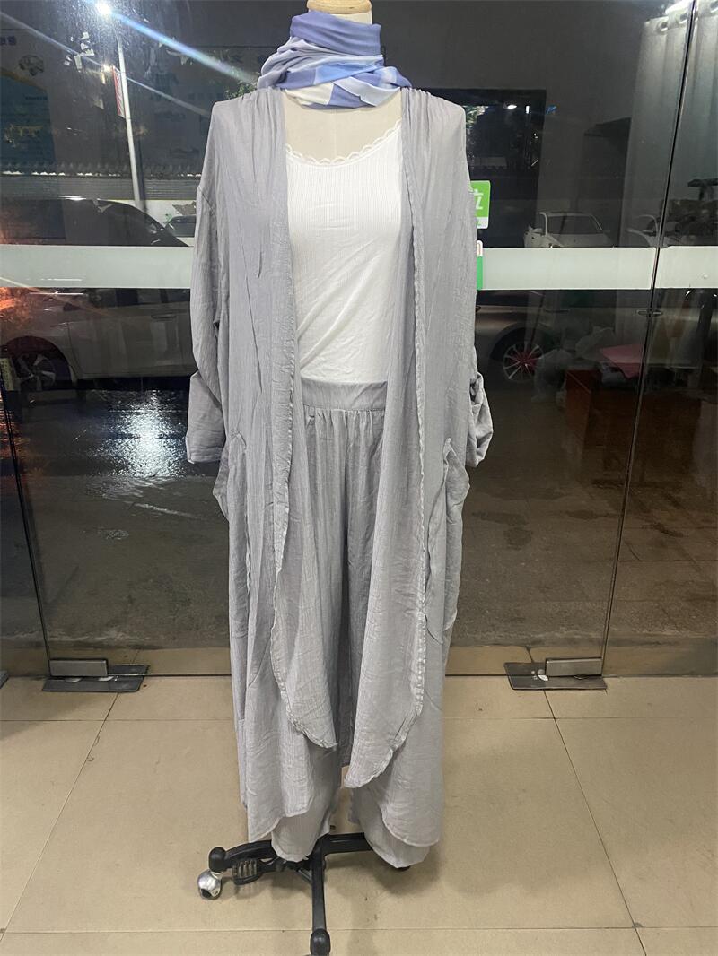MS578#Nuevo cárdigan informal holgado de moda con pantalones de pierna ancha, traje de dos piezas para mujer para primavera y verano