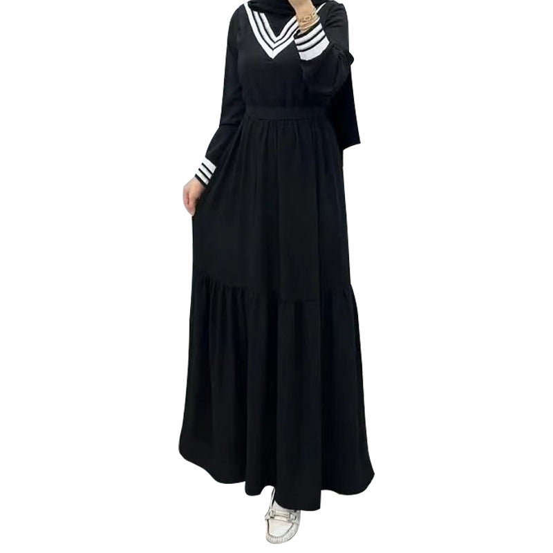 MS523# Hot Selling New Arrivals Casual Loose Dress for Women with Fashionable Pure Color Splicing Belt