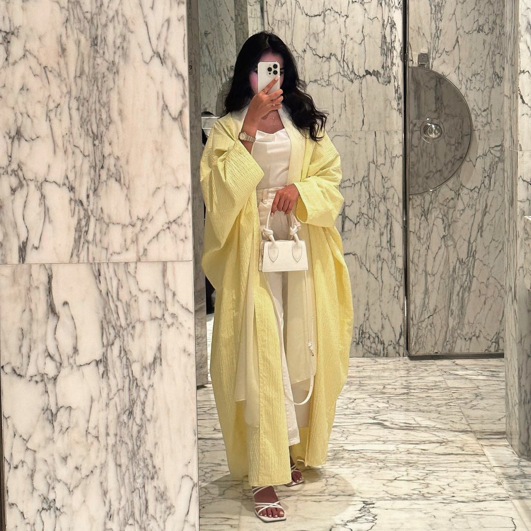Cárdigan Abaya de manga murciélago de color liso MS572# de estilo europeo musulmán de Oriente Medio de Dubái