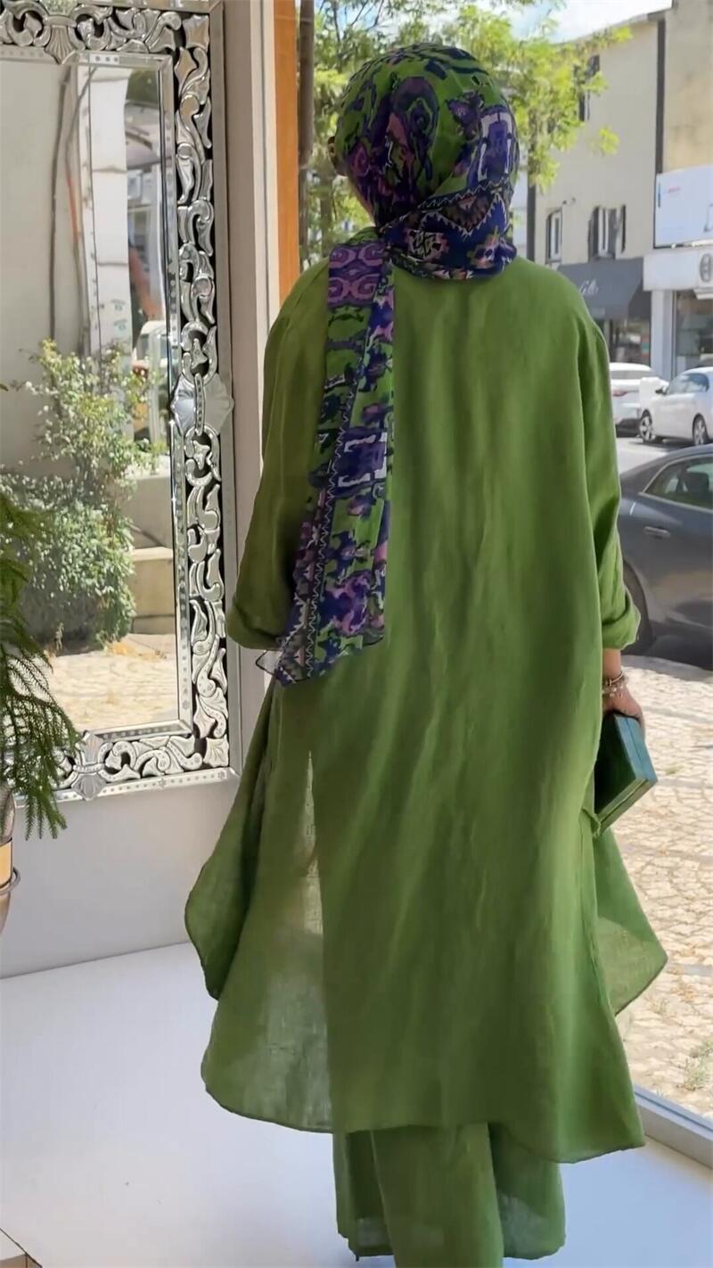 MS578#Nuevo cárdigan informal holgado de moda con pantalones de pierna ancha, traje de dos piezas para mujer para primavera y verano