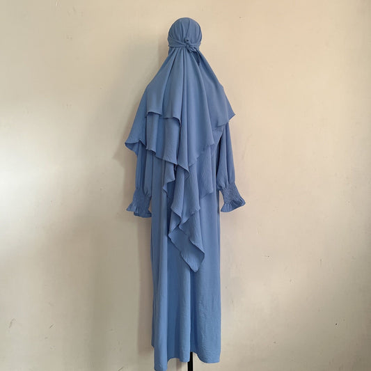 TJ596#Traje de dos piezas + chal de doble capa