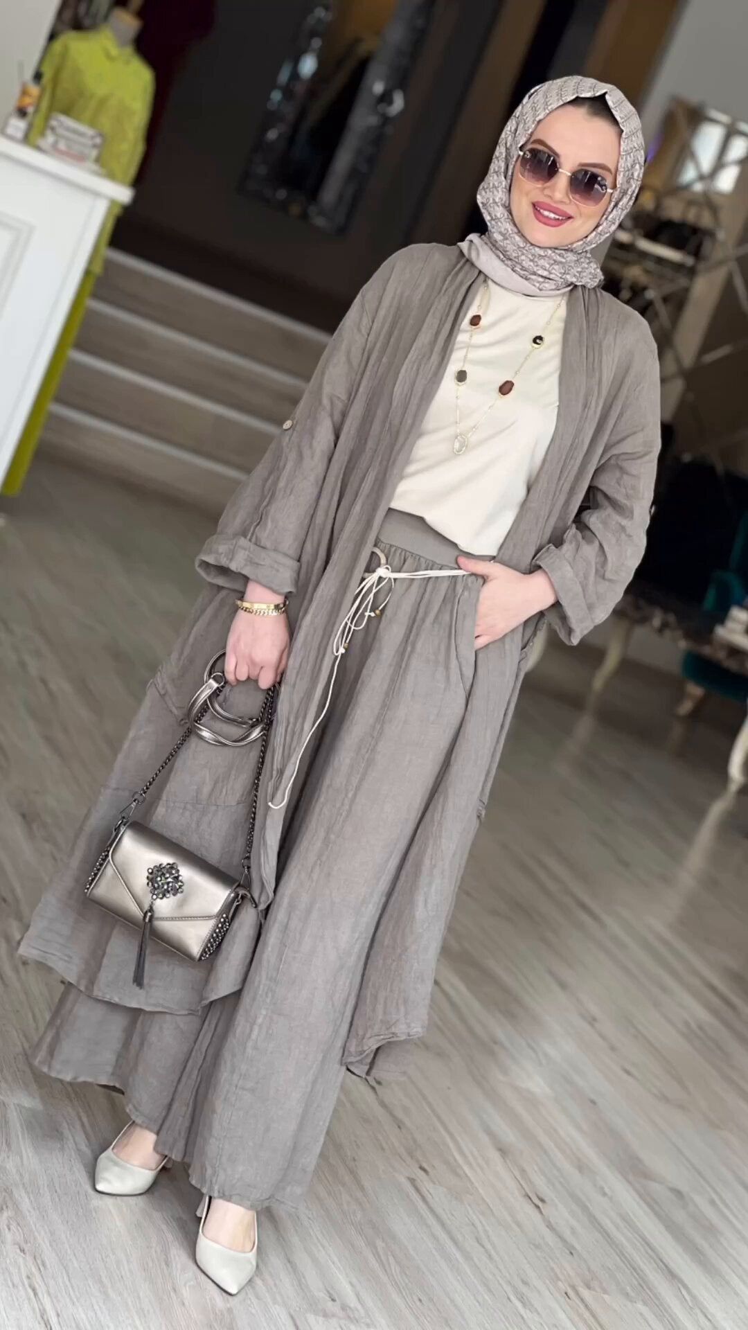 MS578#Nuevo cárdigan informal holgado de moda con pantalones de pierna ancha, traje de dos piezas para mujer para primavera y verano