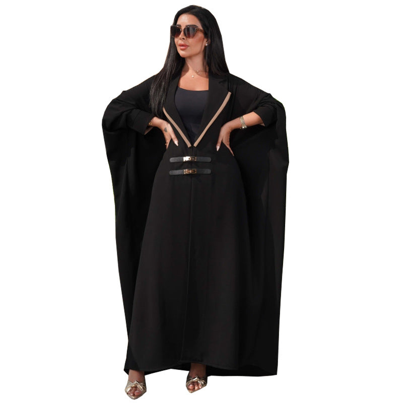 MS567#Blusa de manga de murciélago turca con botones de cuero estilo cárdigan de moda europea y americana